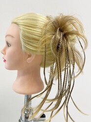 Kumral Röfleli Örgülü Hazır Topuz Modeli - Thumbnail