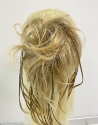 Kumral Röfleli Örgülü Hazır Topuz Modeli - Thumbnail