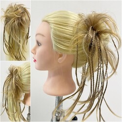 Kumral Röfleli Örgülü Hazır Topuz Modeli - Thumbnail