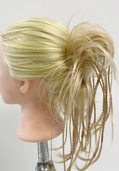 Prenses Peruk - Lastikli Örgülü Hazır Topuz Sentetik Postiş