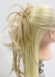 Lastikli Örgülü Hazır Topuz Sentetik Postiş - Thumbnail