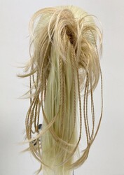 Lastikli Örgülü Hazır Topuz Sentetik Postiş - Thumbnail