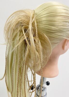 Lastikli Örgülü Hazır Topuz Sentetik Postiş