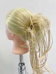 Prenses Peruk - Lastikli Topuz Örgülü Model Sentetik Postiş