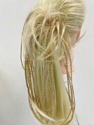 Lastikli Topuz Örgülü Model Sentetik Postiş - Thumbnail