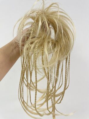 Lastikli Topuz Örgülü Model Sentetik Postiş