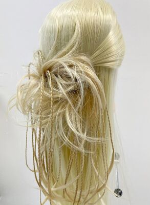 Lastikli Topuz Örgülü Model Sentetik Postiş