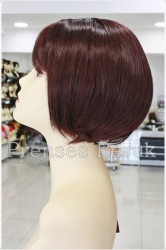 Patlıcan Mor Küt Sentetik Peruk - Thumbnail