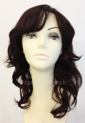 Patlıcan Moru Uzun Boy Katlı Kesim Yan Kahküllü Sentetik Peruk - Thumbnail