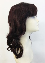 Patlıcan Moru Uzun Boy Katlı Kesim Yan Kahküllü Sentetik Peruk - Thumbnail