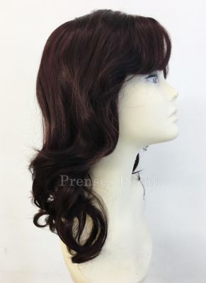 Patlıcan Moru Uzun Boy Katlı Kesim Yan Kahküllü Sentetik Peruk