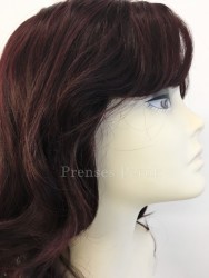 Patlıcan Moru Uzun Boy Katlı Kesim Yan Kahküllü Sentetik Peruk - Thumbnail