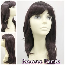 Patlıcan Moru Uzun Doğal Model Peruk - Thumbnail