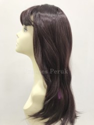 Patlıcan Moru Uzun Doğal Model Peruk - Thumbnail