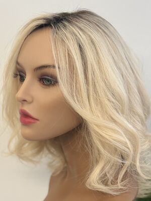 Platin Röfleli Deri Tepelikli Gerçek Saç Peruk