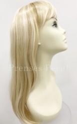 Platin Sarısı Kahküllü Uzun Boy Kaliteli Sentetik Peruk - Thumbnail