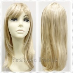 Platin Sarısı Kahküllü Uzun Boy Kaliteli Sentetik Peruk - Thumbnail