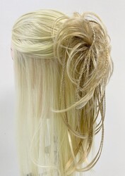 Prenses Peruk - Röfleli Örgülü Model Lastikli Topuz Postiş Saç