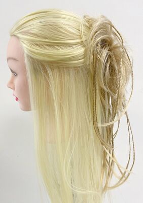 Röfleli Örgülü Model Lastikli Topuz Postiş Saç