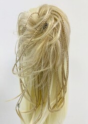 Röfleli Örgülü Model Lastikli Topuz Postiş Saç - Thumbnail