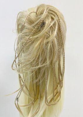 Röfleli Örgülü Model Lastikli Topuz Postiş Saç