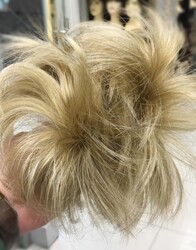 Sarı Röfleli Telli Modern Takma Topuz - Thumbnail