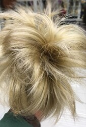 Sarı Röfleli Telli Modern Takma Topuz - Thumbnail