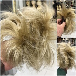 Sarı Röfleli Telli Modern Takma Topuz - Thumbnail