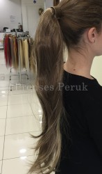 Uzun Boy Koyu Kumral Sarı Gölgeli Postiş Atkuyruk - Thumbnail