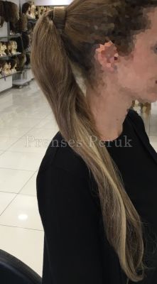 Uzun Boy Koyu Kumral Sarı Gölgeli Postiş Atkuyruk