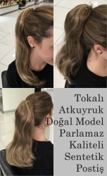 Uzun Sentetik Postiş Kahve Balyajlı Çift Yönlü Kullanım - Thumbnail