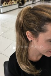 Uzun Sentetik Postiş Kahve Balyajlı Çift Yönlü Kullanım - Thumbnail