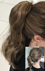 Uzun Sentetik Postiş Kahve Balyajlı Çift Yönlü Kullanım - Thumbnail